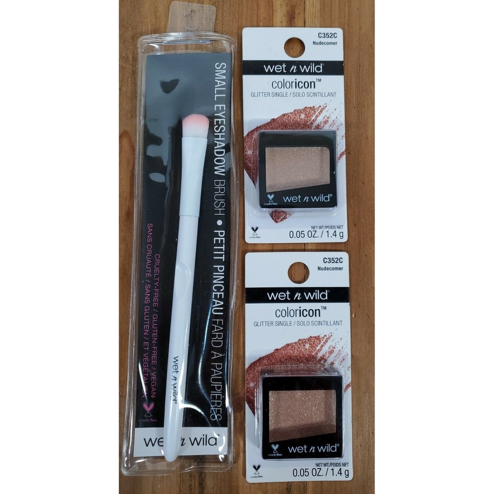 Wet n Wild Nudecomer Coloricon Glitter Lot of 2 Plus FREE Eyeshadow Brush